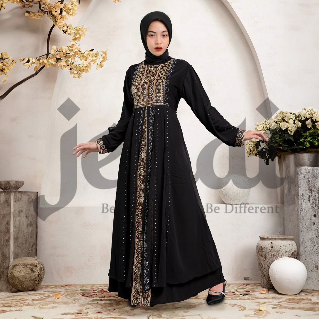 DISKON JENAI GAMIS ABAYA TURKEY HITAM TERBARU BORDIR MEWAH DAN ELEGAN BUSUI