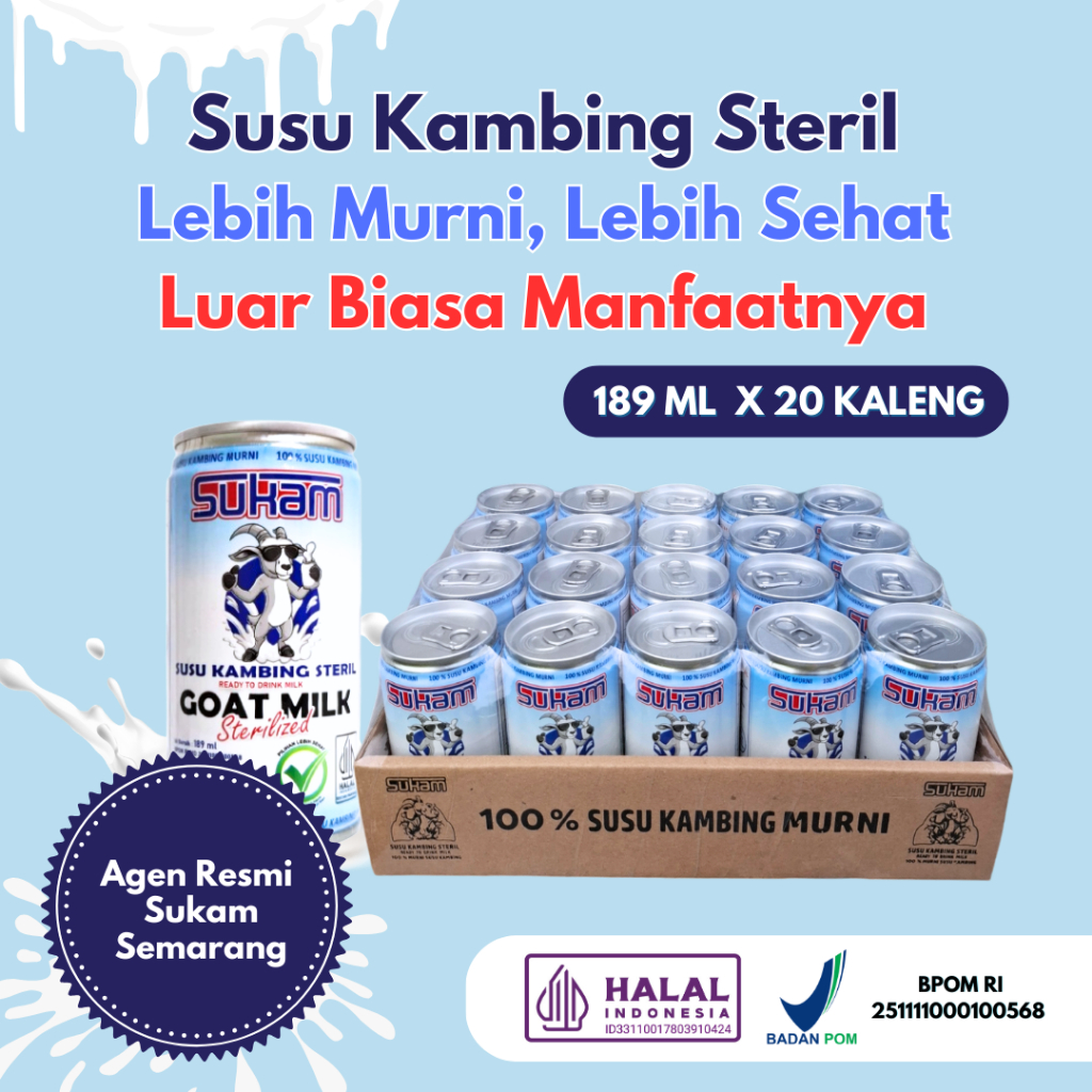 

SUKAM Susu Kambing Steril 1 karton isi 20 kaleng 100% Susu Kambing Murni