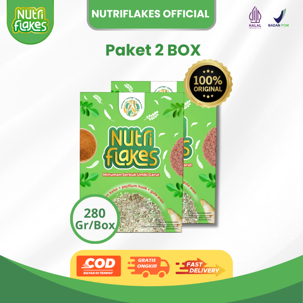 

Nutriflakes Sereal Umbi Garut Solusi Ampuh Atasi Asam Lambung, Gerd Dan Maag 2 Box
