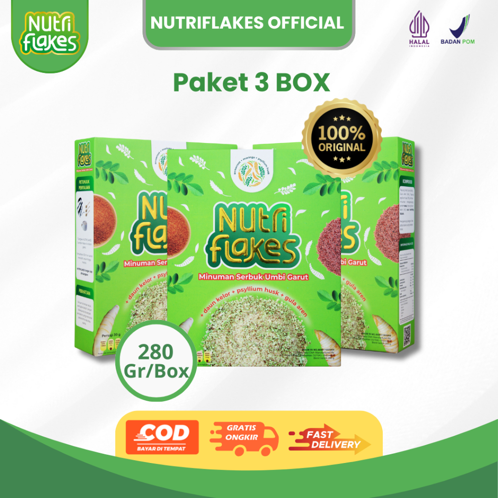 

Nutriflakes Sereal Umbi Garut Solusi Asam Lambung 3 Box