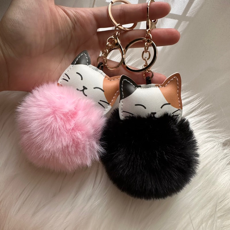Gantungan Kunci Tas / Bag Charm Kucing Bulu Import