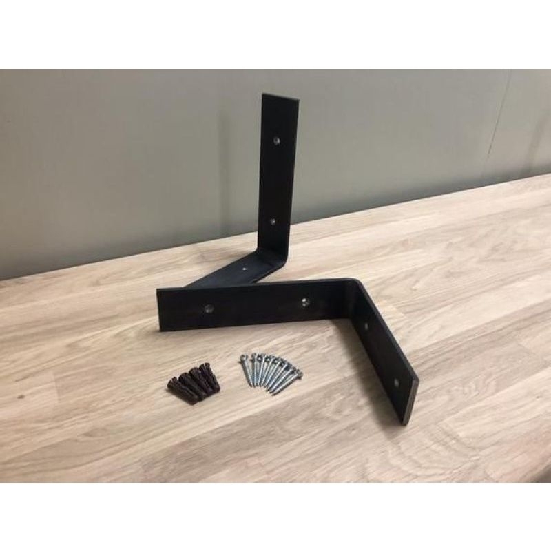 SIKU BESI L penyangga papan rak 10x10cm free sekrup+Fischer siku besi L