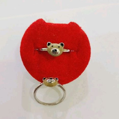 Cincin Anak beruang  Asli perak silver 925 lapis emas putih cin02