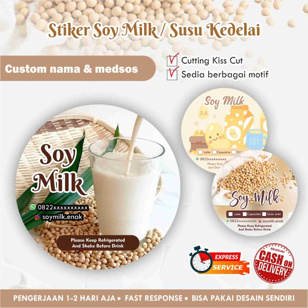 

Stiker Soy Milk Cromo bulat / kemasan / Label Makanan minuman / promosi / murah