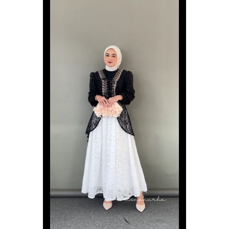 TERLARIS Wisa Outer Tunik Tille Brukat Cardigan Tille Brokat Lengan Panjang Kebaya Tunik atasan