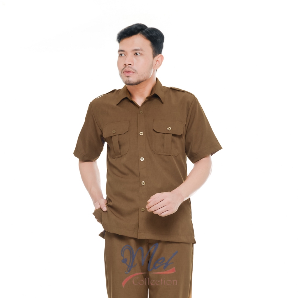 [Premium] Seragam Pns Pemda Pria Khaki Tua Baju Asn Pegawai Negeri/Bahan Semi Wool Adem/Seragam Pns