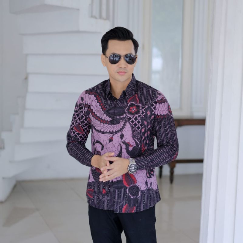 Kemeja Batik Warna Pink Kemeja Batik Pria Slimfit Lengan Panjang Lapis furing Motif Pink Boy Baju Ba