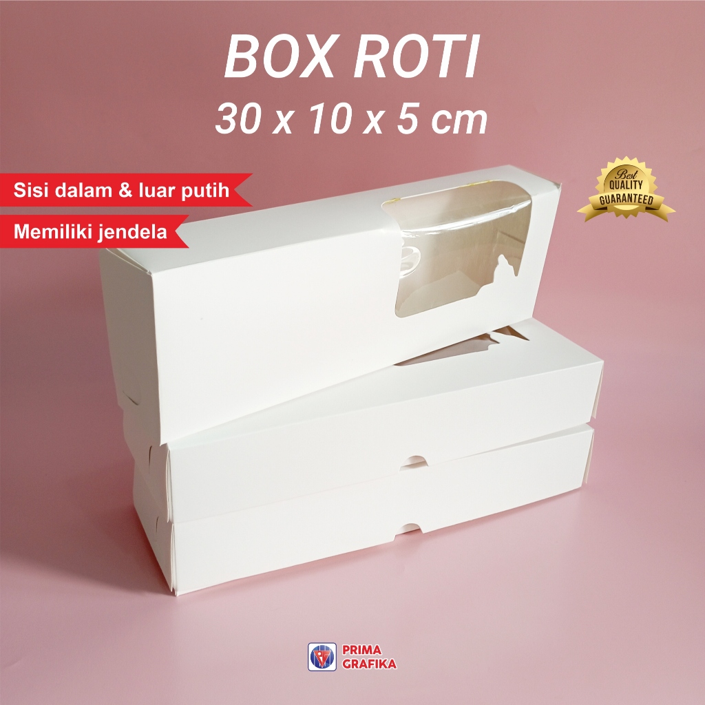 

Box Roti Jendela 30 x 10 x 5 Putih Polos Kemasan Roti / Kardus Brownies / Dus Kue