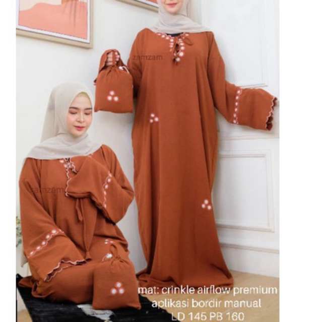 ready 30 warna Thalita mukena abaya sholat crinkle bordir zamzam kringkel airflow krinkle mukena pon