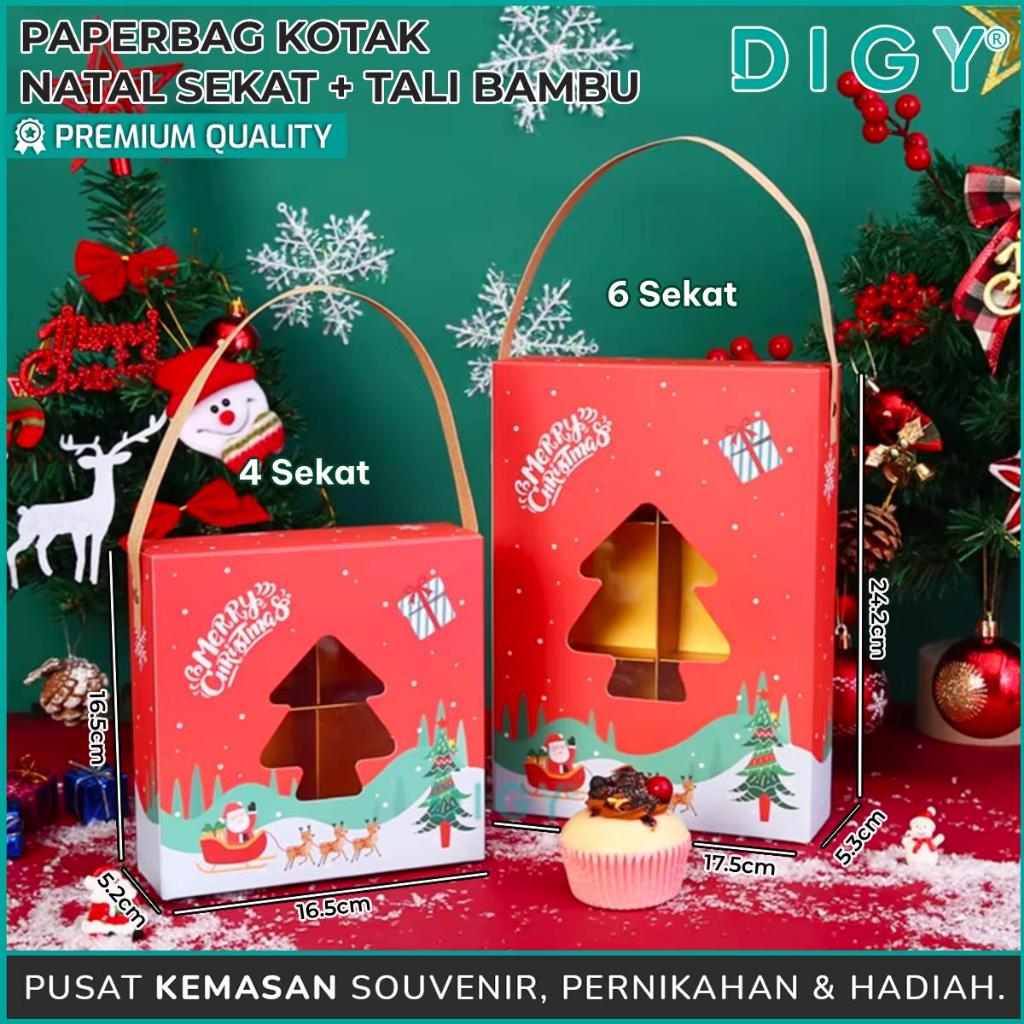 

Paper Bag Kotak Natal + Tali Bambu / Box Natal / Kotak Dus Jinjing / Box Packaging Kue Natal / Gift Box Christmas