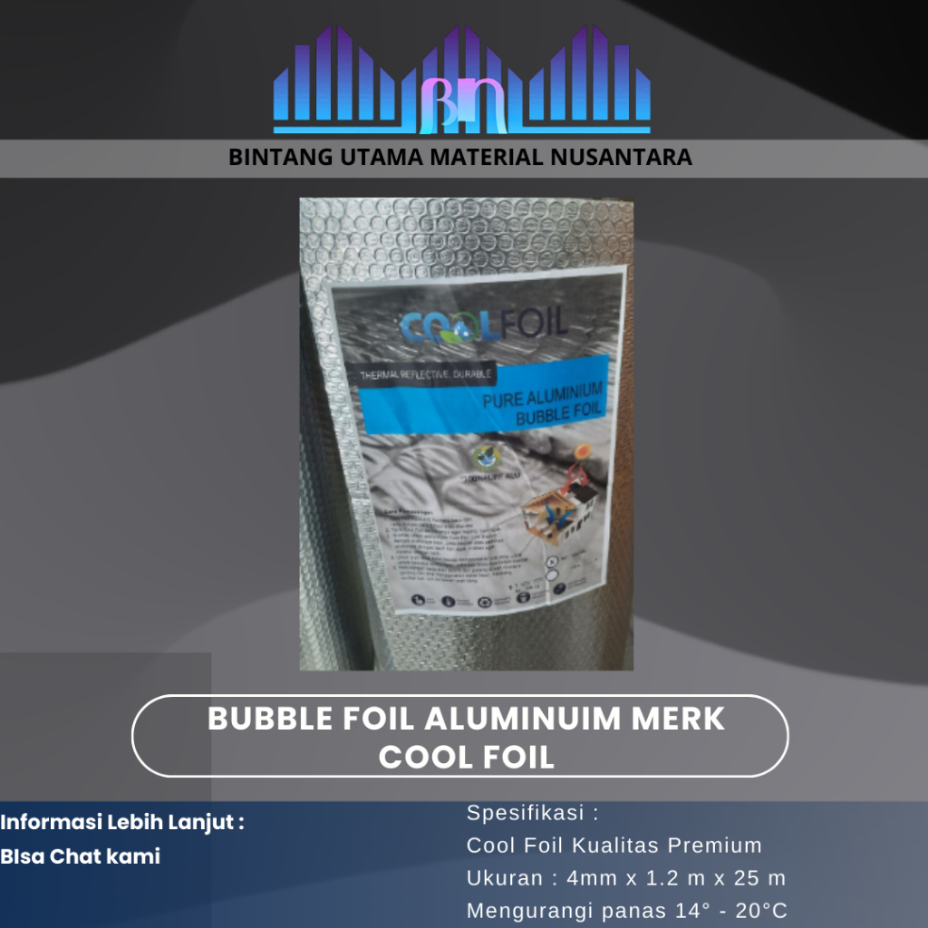 Bubble Foil Aluminium Cool Foil / Coolfoil / Peredam Atap / Insulasi Atap - 4mm