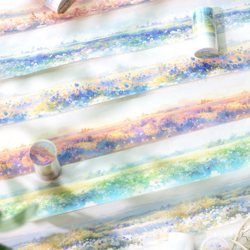 

(8CB) washi tape selotip pemandangan alam padang rumput bunga scenery flower field grass
