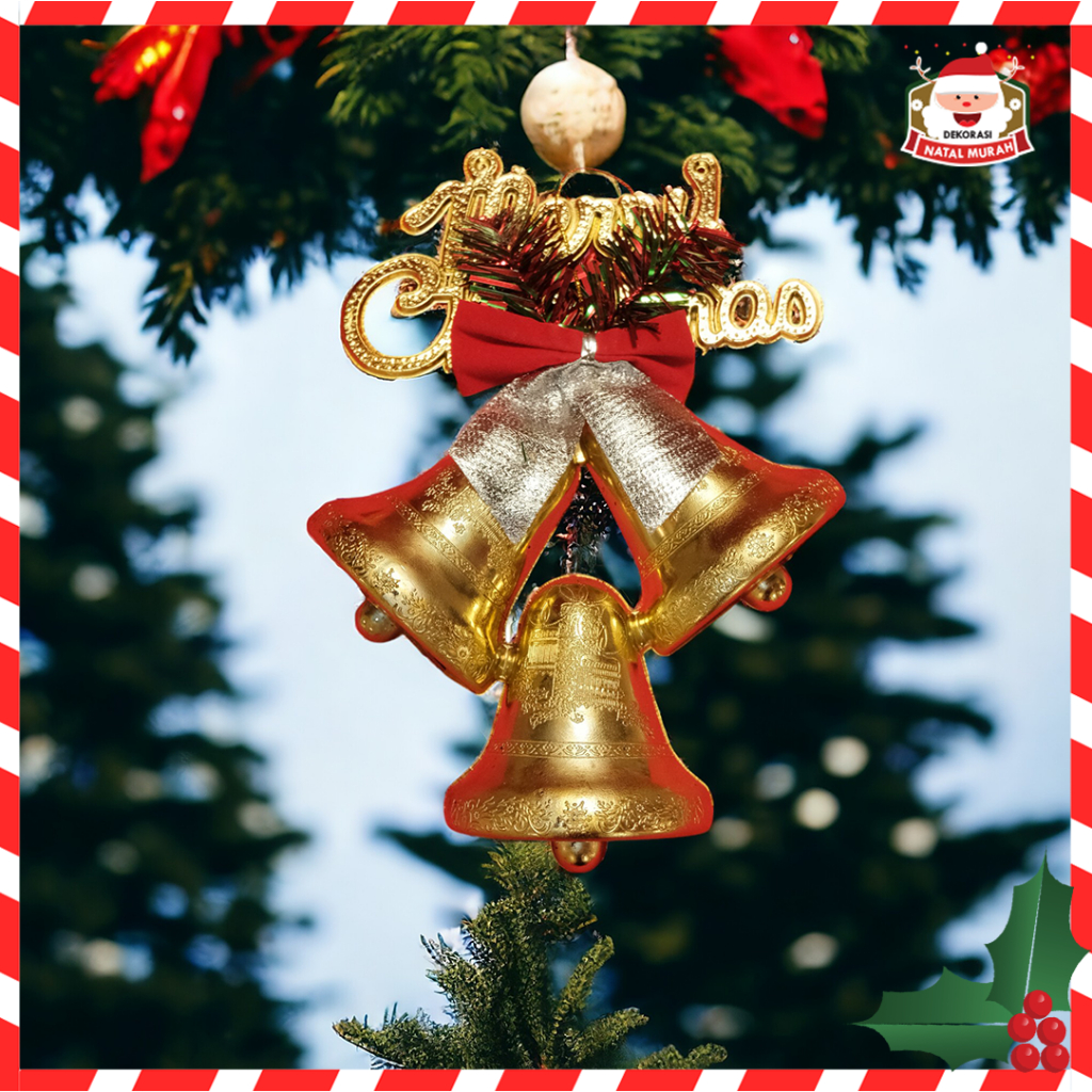 hiasan gantung lonceng Krans pohon natal / ornamen dekorasi natal xmas /ornamen lonceng