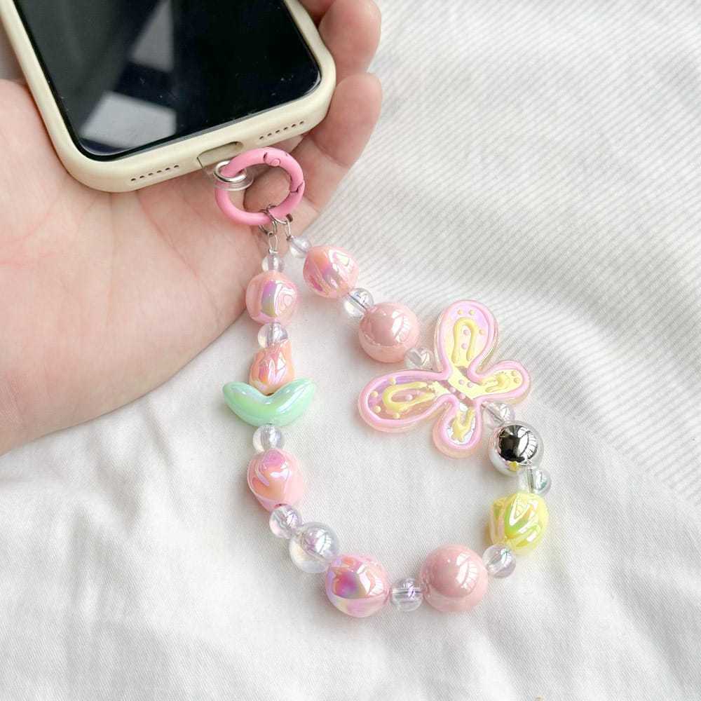 Gantungan Hp Mutiara Butterfly/ Gantungan Hp Phone Strap Manik Manik Mutiara Lucu ala Korea