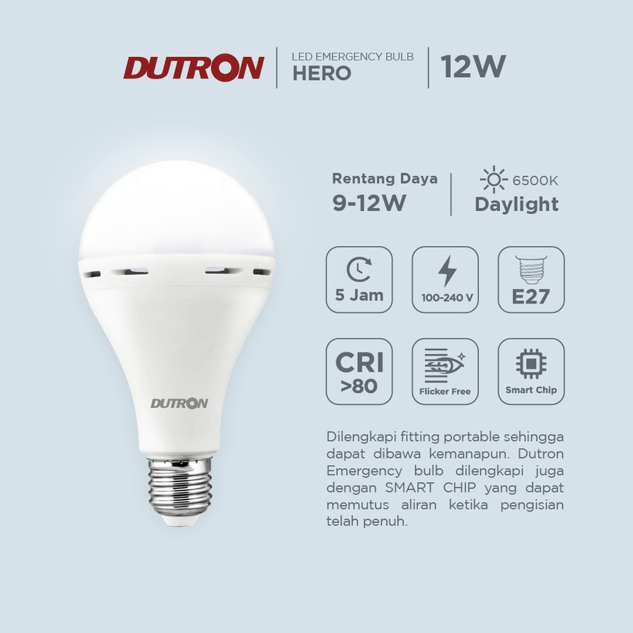 DUTRON LED BULB EMERGENCY LAMPU EMERGENCY DUTRON HERO MADE IN GERMANY DUTRON LED EMERGENCY BULB HERO