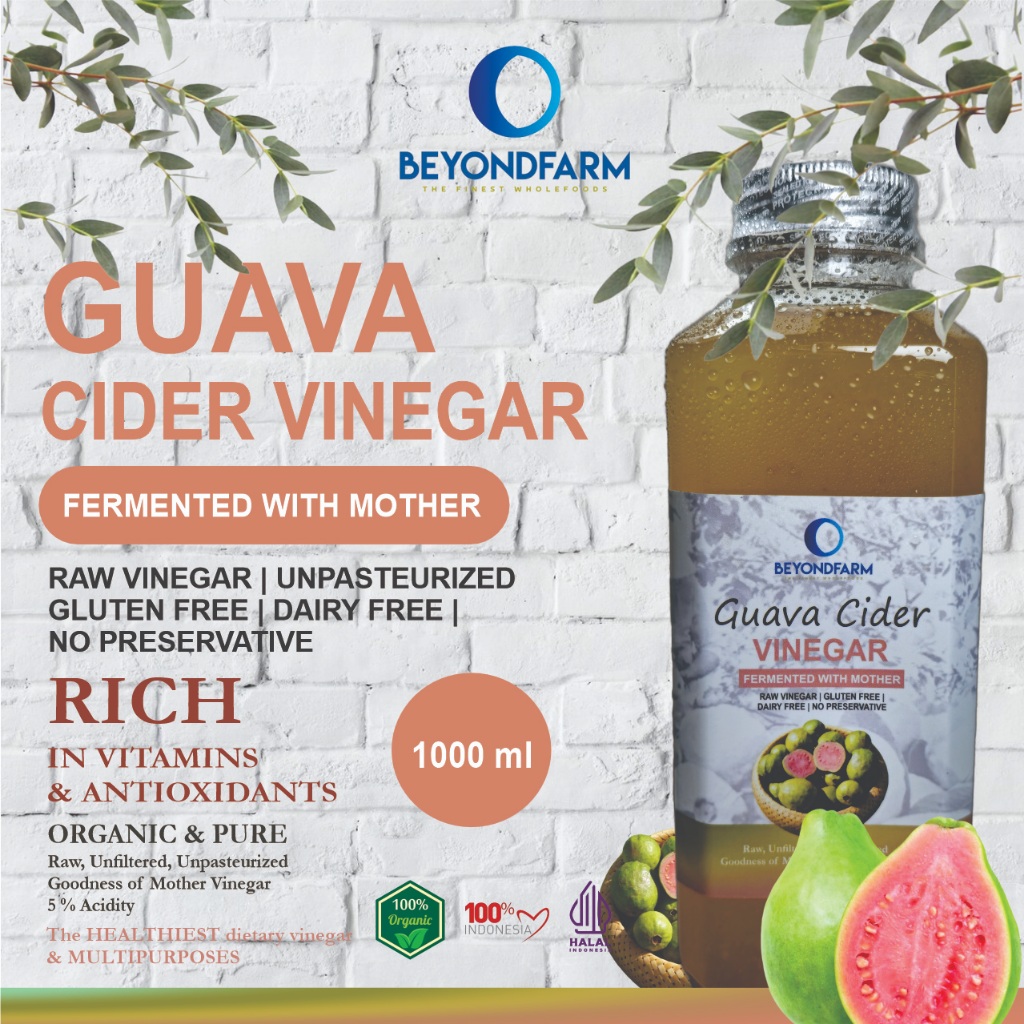 

BEYONDFARM Cuka Jambu Biji 250ml - 1 Liter dengan Endapan Mother Inang / Guava Cider Vinegar Bragg