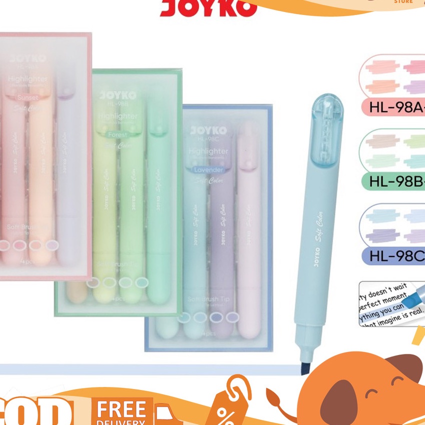 

FG2 Joyko Hhlhter HL98 Pastel Set Isi 4 Spidol Penanda