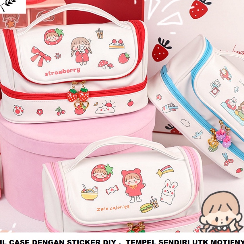 

Terbaru Tempat Pensil Kotak Pensil STICKER DIY Korea Desn Pencil Case