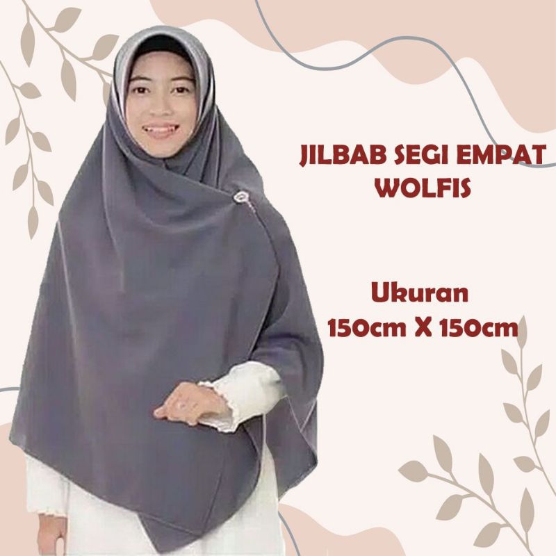 Termurah jilbab segi empat wolfis 150 X 150/jilbab segi empat wolfis syar'i jumbo