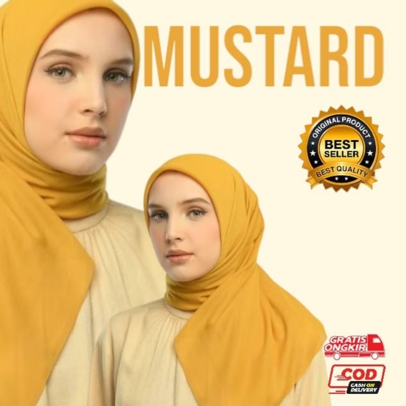 KERUDUNG SEGIEMPAT POLOS BEST SELLER WARNA KUNING MUSTARD UNTUK SERAGAM PNS ASN JILBAB SEGI EMPAT KR
