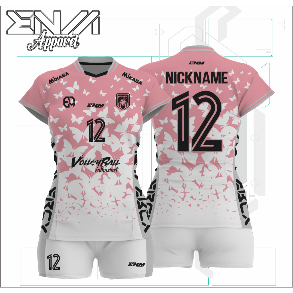 Jersey volly cewek BUTTERFLY ERA custom baju volly cewek full print set jersey voli cutting cewek fe