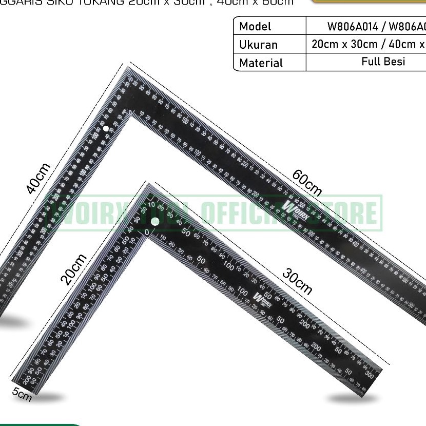 

FG2 Penggaris Siku Meter Siku Tukang Full Besi 2x3cm 4x6cm