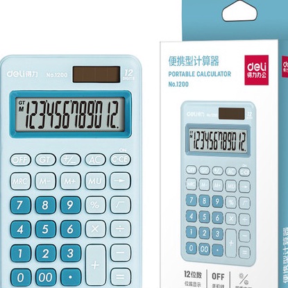 

FG2 Deli Desktop Calculator Kalkulator Meja M Poble Dual Power Lucu 12 Pas di genggam di tangan KANTONG SERIES