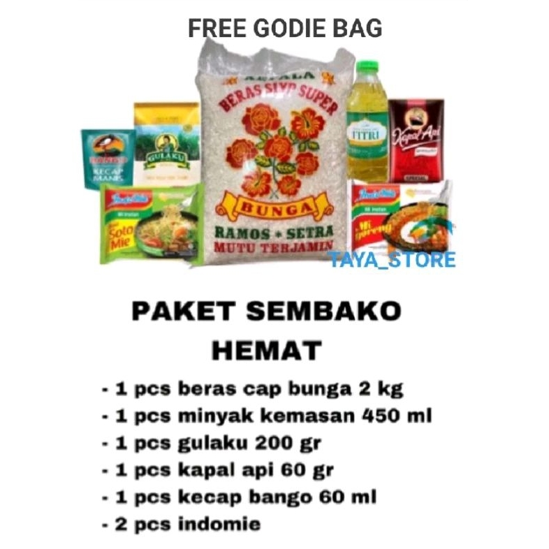 

Paket Sembako Hemat (Di kemas Menggunakan Godie Bag)