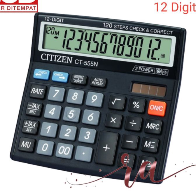 

KF7 Kalkulator Citizen CT555N MEJA DAGANG COMPACT 12 DIT AWET CHECK CEK ULANG ct 555