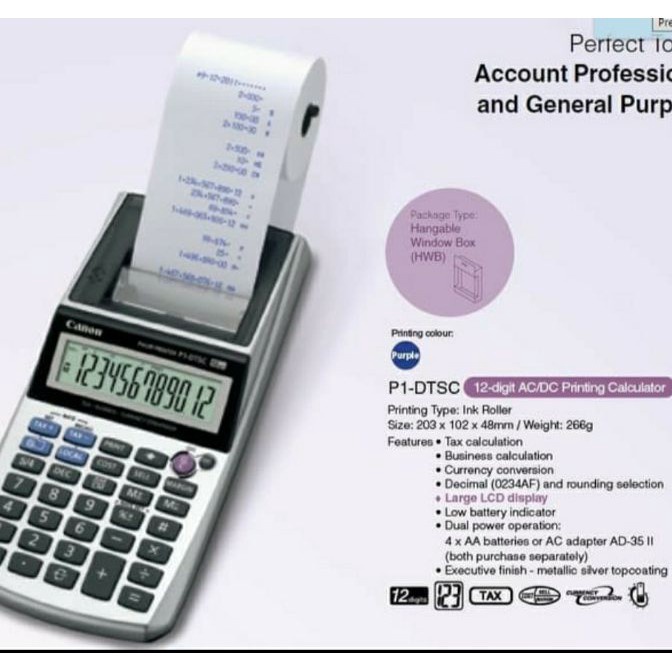 Terkini Canon Printing Calculator P1DTSC  Kalkulator Kasir Printer P1 CANON P1DTC Printing Calculato