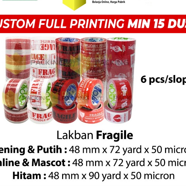 

HJ6 Lakban FRAGILE 48mm Plakban Isolasi PREMIUM SELOP