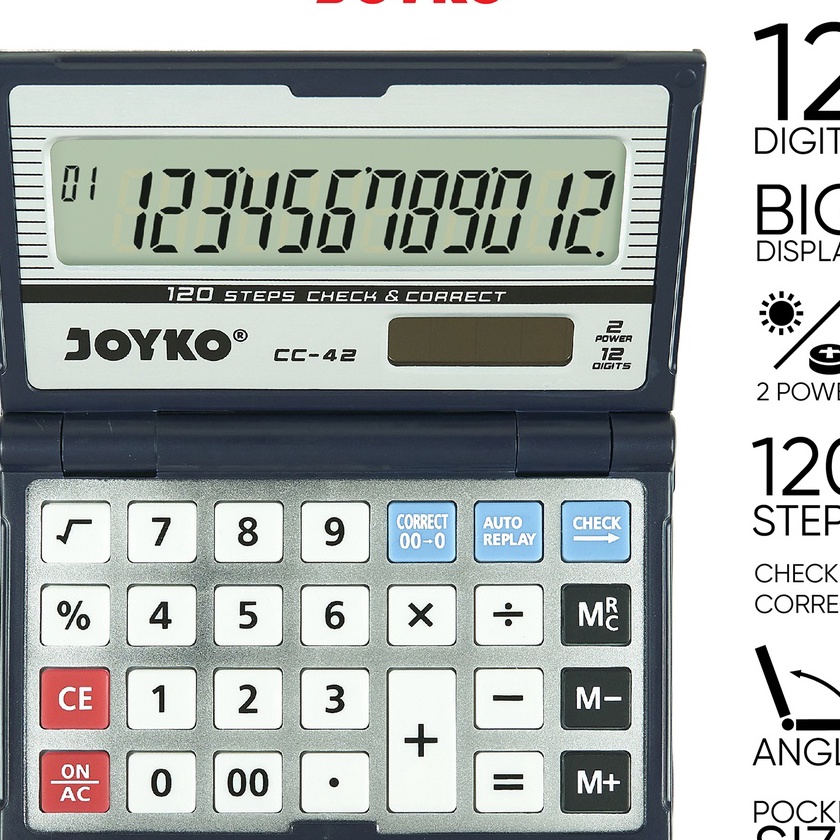 

KF7 Calculator Kalkulator Joyko CC42 12 Dits Check Correct