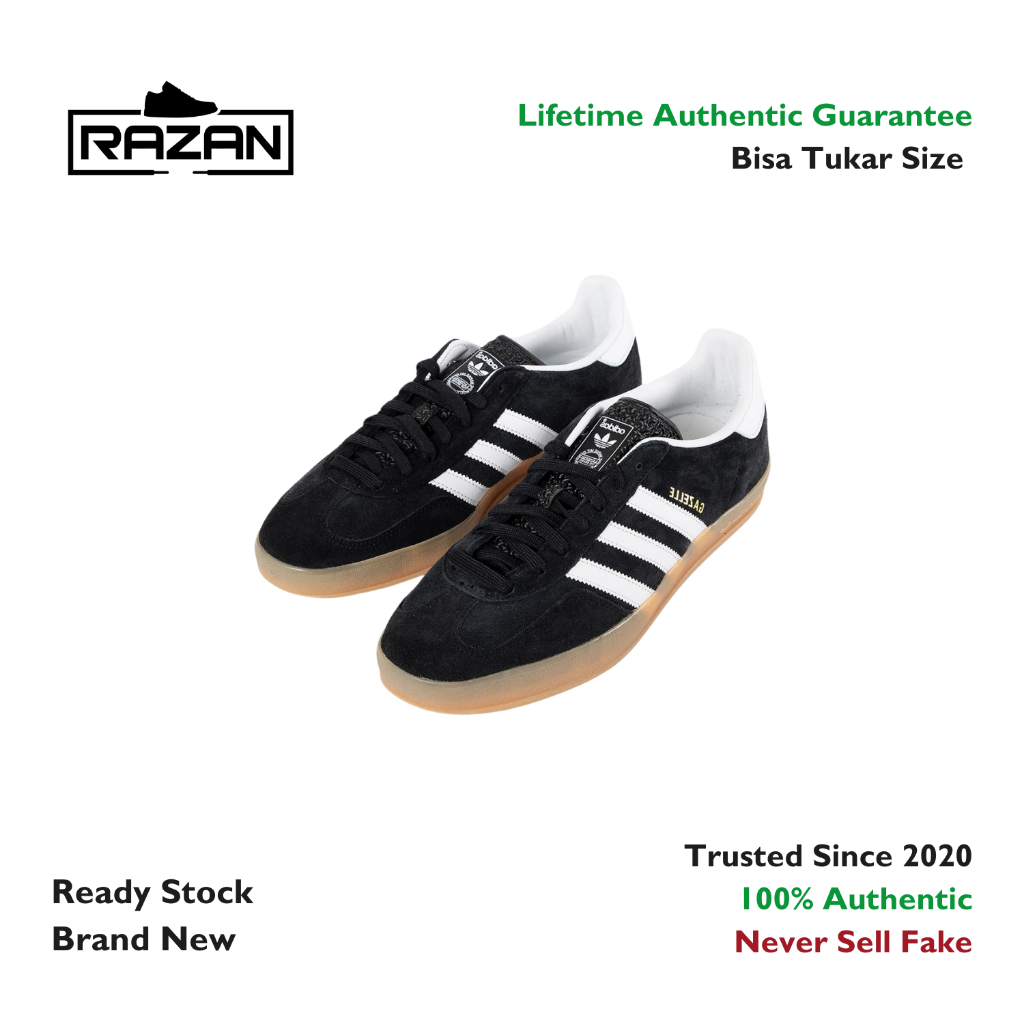 Adidas Gazelle Indoor Core Black White Gum 100% Authentic Original
