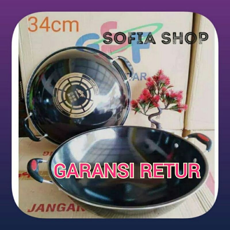 wajan enamel gsf anti lengket wajan kuping gsf G-2034 anti lengket wajan virall gsf G 2034 34cm