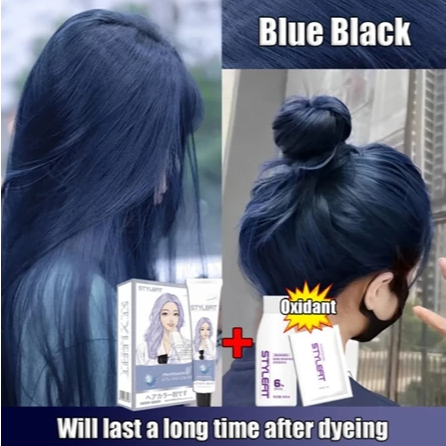 STYLEFIT CAT RAMBUT PEWARNA RAMBUT BAHAN HERBAL ALAMI WARNA TAHAN LAMA MODEL KOREA BLUE BLACK Menjag