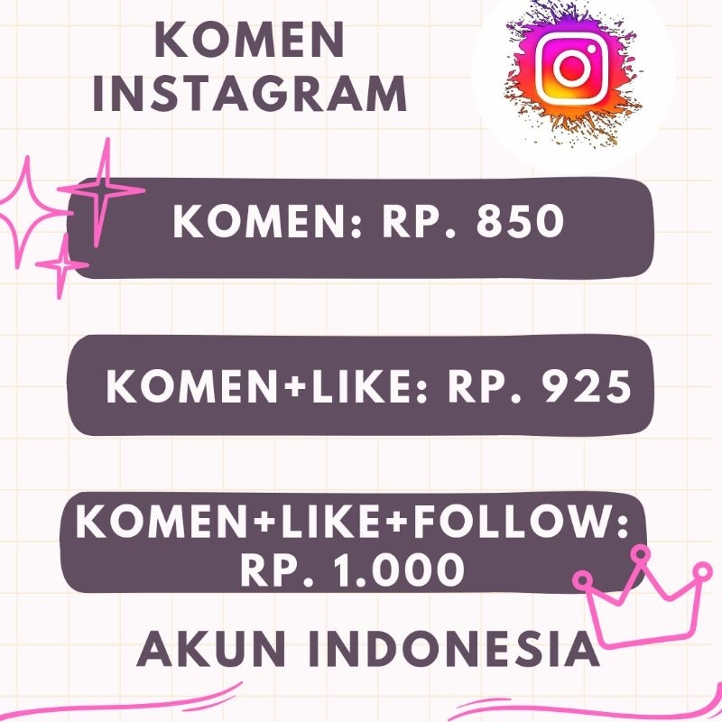 Custom Komen Instagram akun Indonesia