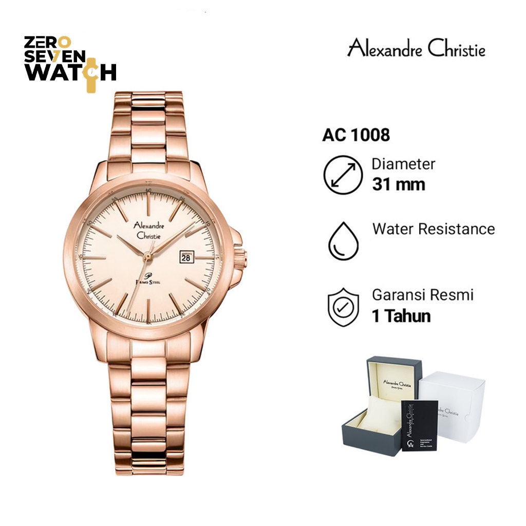 Jam Tangan Wanita Alexandre Christie AC 1008 AC1008 Stainless Steel