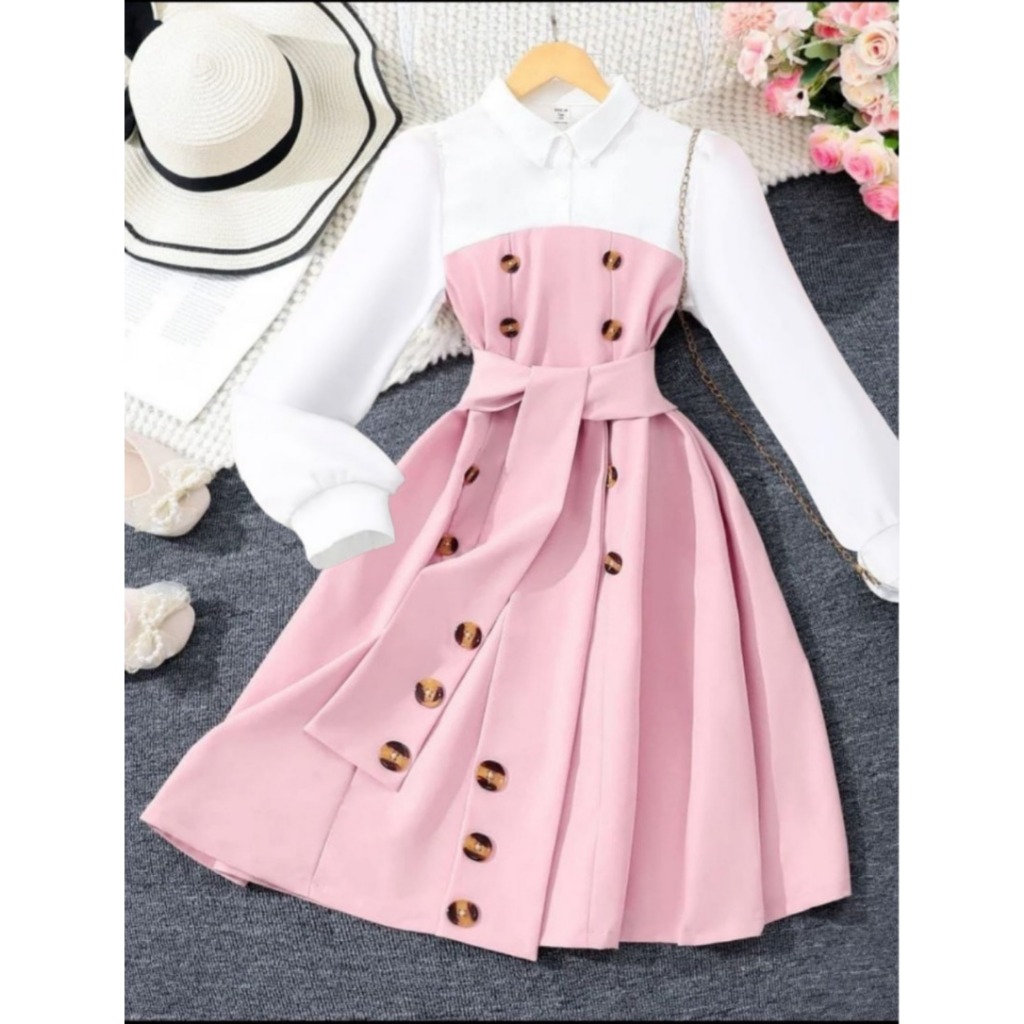DRESS ANAK PEREMPUAN HIMEKO LENGAN PANJANG//MUSLIM/ KOREA/ UNTUK USIA 5-12 TAHUN