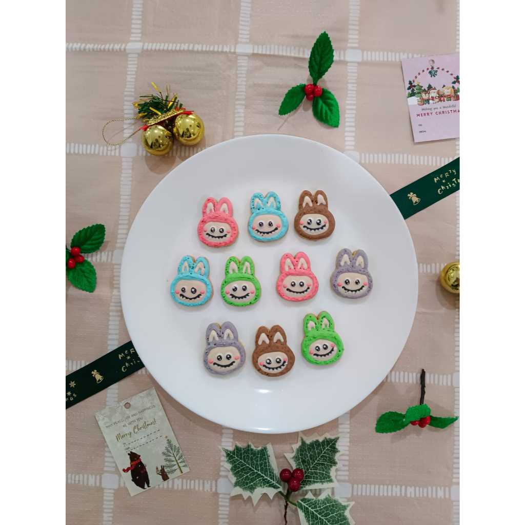 

cookies labubu uk -+4,5 cm / kukis monster labubu / kukis icing sugar tema labubu pouch isi 10 pcs