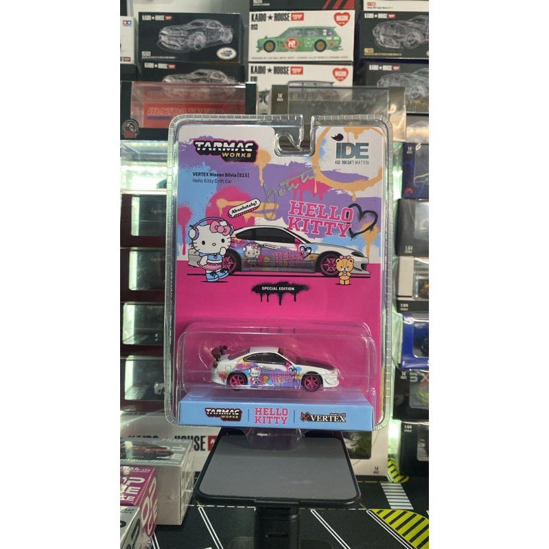 Tarmac Works - VERTEX nissan Silvia S-15 Hello Kitty Drift Car Signed by Tarmac Owner (Indonesia Die