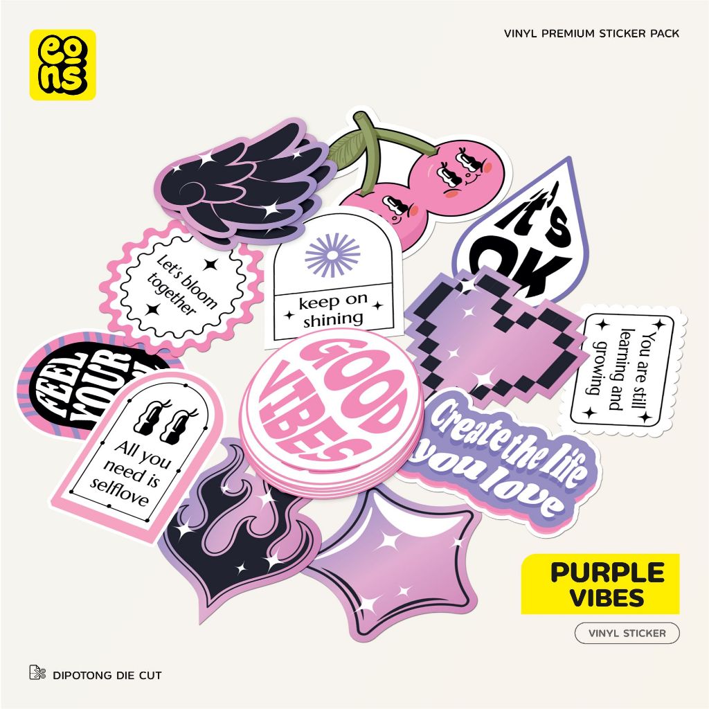 

Sticker Purple Vibes Bahan Vinyl Waterproof Doff - Stiker Laptop Diary Notebook Journal Koper Tumbler