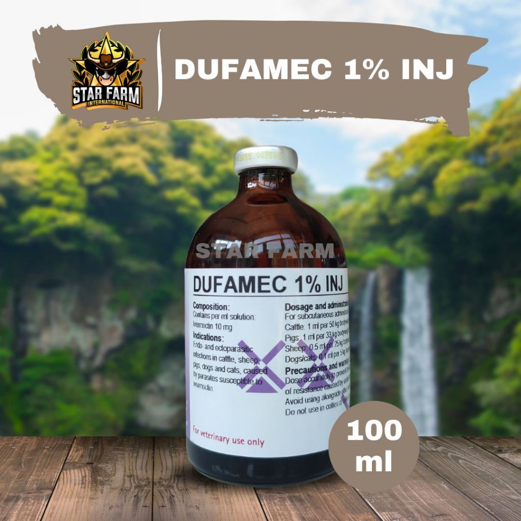 Dufamec 1% Injeksi 100 Ml Obat Scabies Gudig Kutu dan Cacing Pada Sapi Kambing Domba - Star Farm