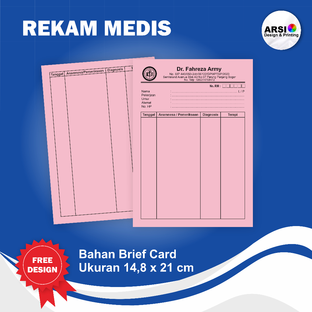 

Kartu Rekam Medis / Medical Record Card / Kartu Iuran / Kartu Stok Obat Ukuran 14,8 cm x 21 cm (A5) 2 sisi