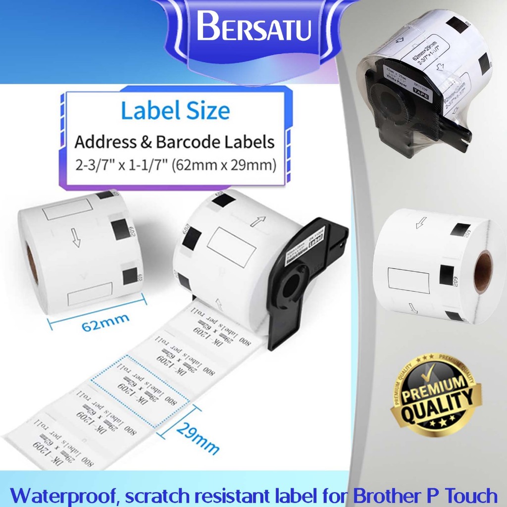 

Brother Label Thermal DK-11201 11204 11209 11241 Die-cut Length Paper Refill Etiket Printer Compatible Kertas Termal DK11201 DK11204 DK11209 DK11241 P Touch QL 1050,, 1060N, 500A/BS/BW, 550, 560, 560, 570, 580, 650TD, 700, 710W 720NW, 800, 810W, 820, 1100