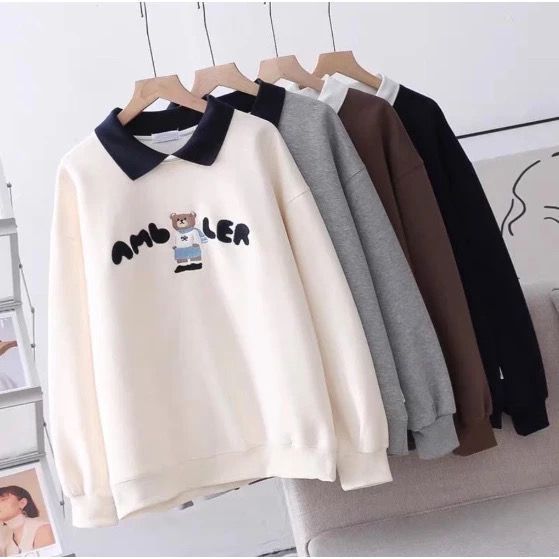 AMBLER BEAR COLLAR SWEATER TERBARU BAHAN  FLEECE