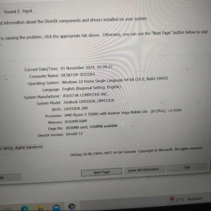 Asus ZenBook UM431D (RYZEN 5 3500U)