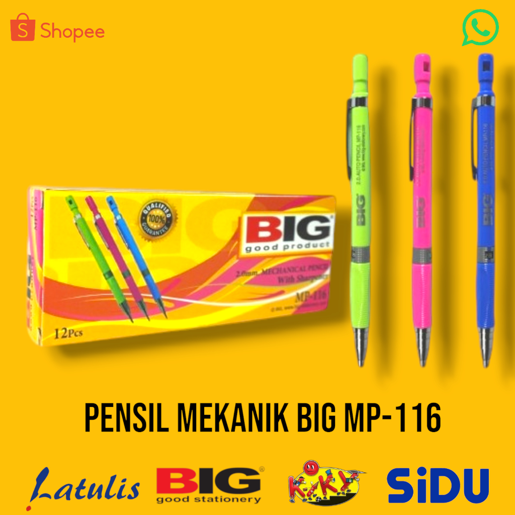 

12 Pcs BIG Pensil Mekanik 2.0 MP-116