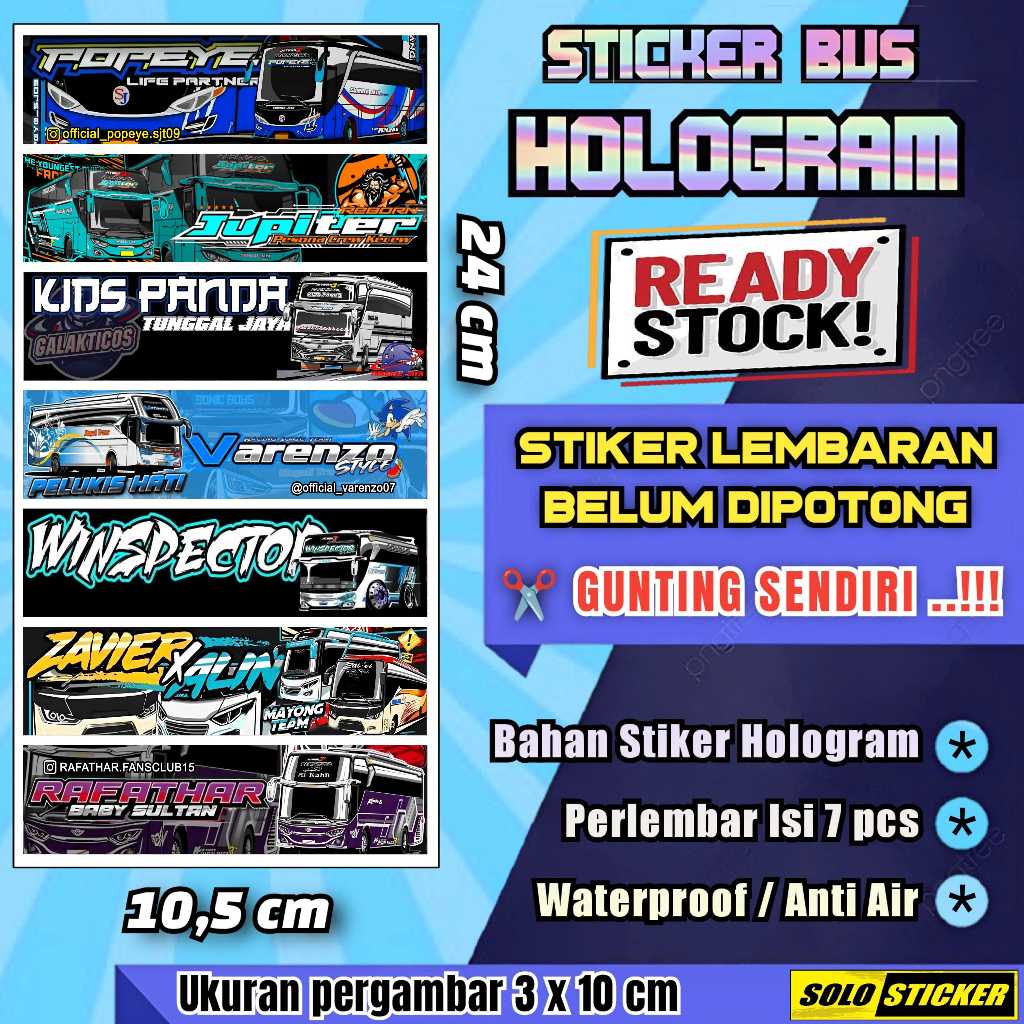 

Stiker Bus Panjang Hologram Lembaran Isi 7pc