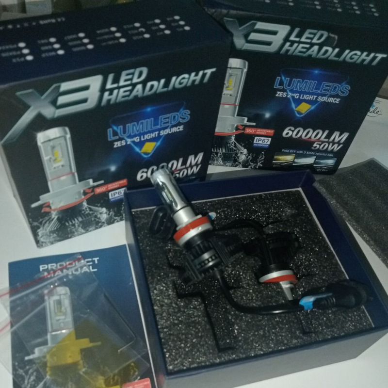 BOLA LAMPU LED X3 H11/H4/HB3