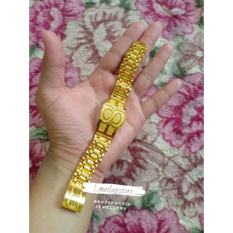Gelang Plat Layar -B*tt*n Sc*rv*s Lapis Emas 999 Banjar